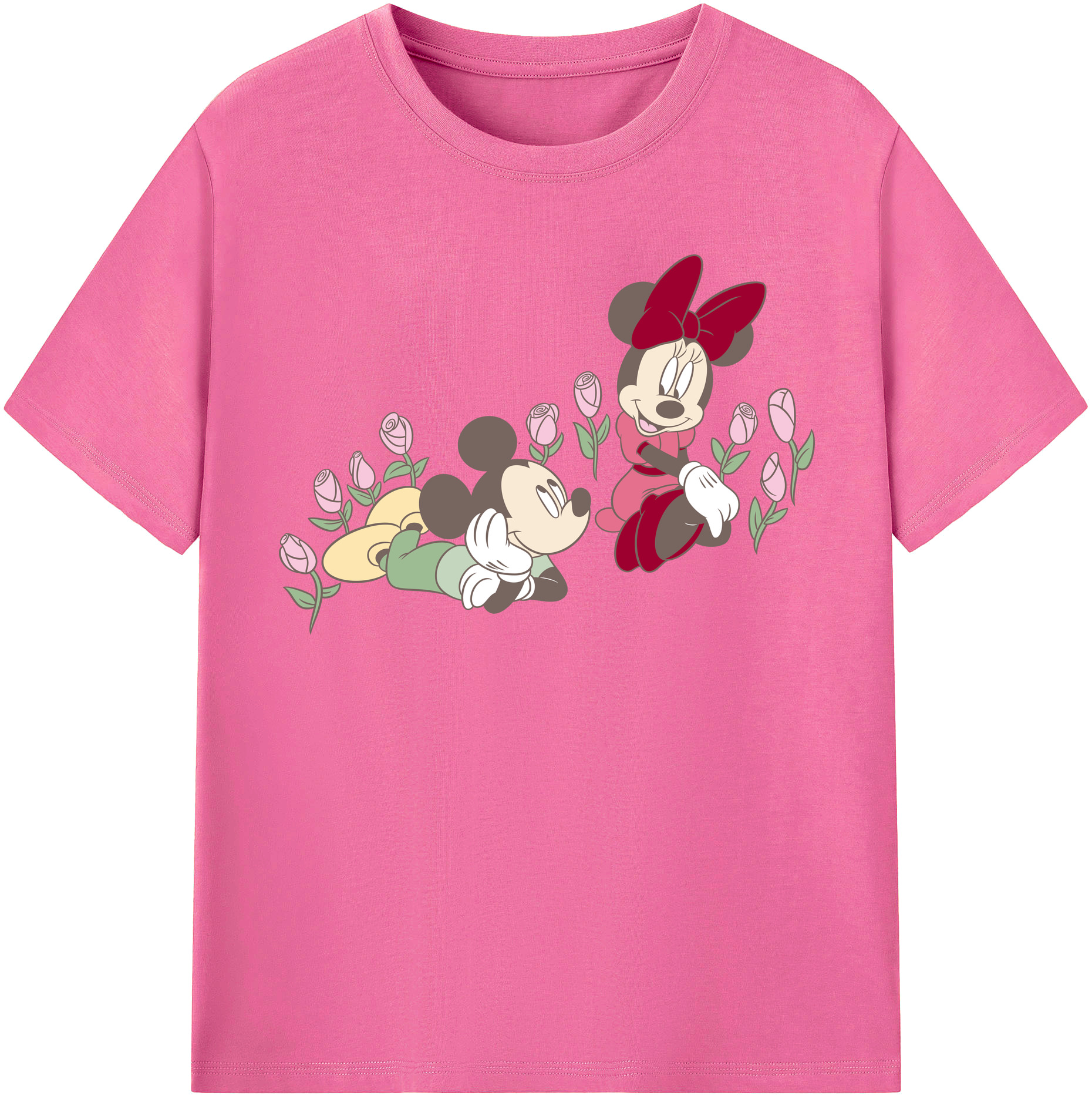 （画像用） ミッキーマウス Mickey Mouse レディースカジュアルプリントTシャツ（綿100％）